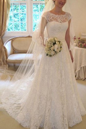 Robe de mariée splendide ceinture a-ligne encolure en carré naturel