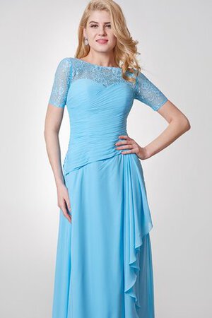 Robe mère de mariée longue avec décoration dentelle avec manche courte a-ligne en chiffon
