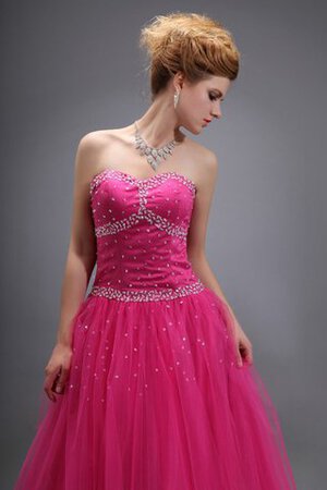 Robe de soirée longue cordon en tulle de bustier avec perle