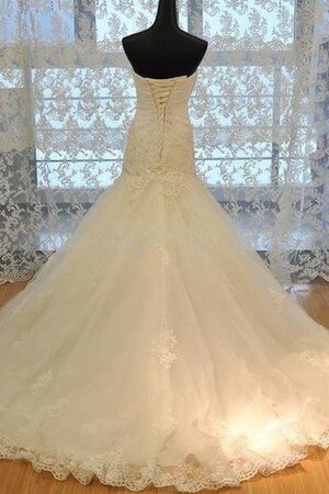 Robe de mariée longue en organza bandouliere spaghetti de lotus avec lacets