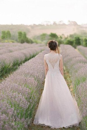 Robe de mariée classique textile en tulle avec sans manches avec perle de col en v