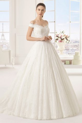 Robe de mariée longue moderne avec manche courte avec zip salle interne