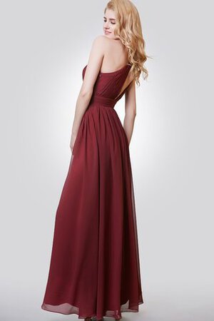 Robe demoiselle d'honneur plissé d'épaule asymétrique jusqu'au sol a-ligne en chiffon