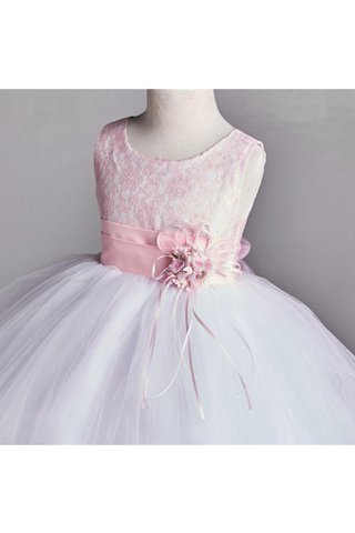 Robe cortège fille manche nulle avec perle avec ruban textile en tulle de mode de bal