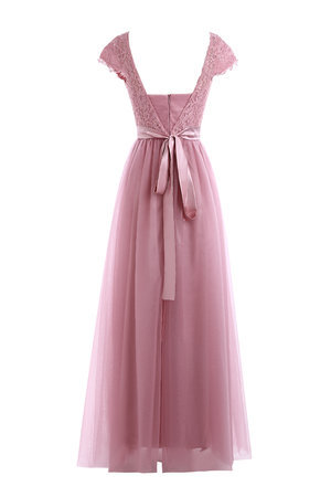 Robe de soirée simple romantique de col bateau en chiffon broder