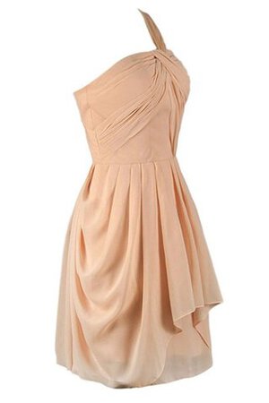 Robe demoiselle d'honneur naturel avec chiffon ruché ligne a d'épaule asymétrique