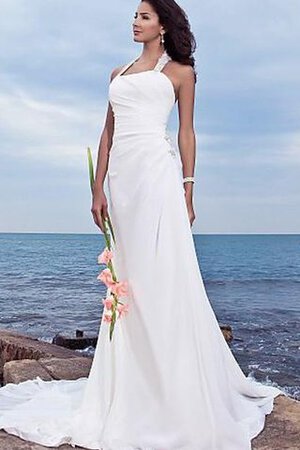 Robe de mariée naturel de fourreau dénudé avec perle de traîne moyenne