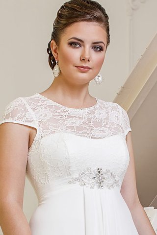 Robe de mariée avec manche épeules enveloppants avec chiffon avec perle a-ligne cordon