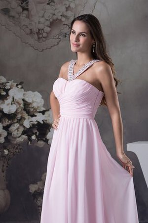 Robe de soirée plissé longue avec chiffon croisade avec perle