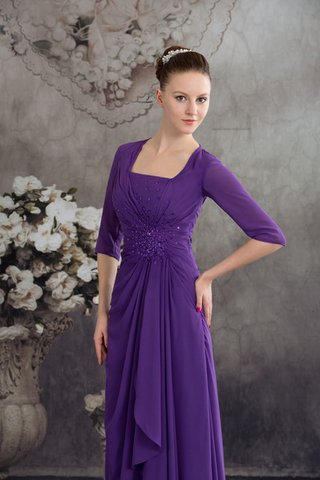 Robe de soirée en chiffon jusqu'au sol en 1/2 manche encolure en carré avec perle