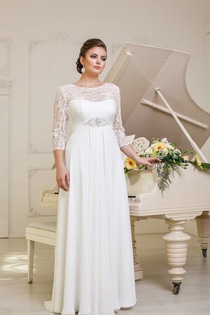 Robe de mariée romantique longue facile en chiffon col en bateau