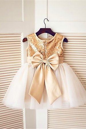 Robe cortège fille naturel en tissu pailleté de princesse ligne a manche nulle