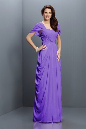 Robe demoiselle d'honneur longue a-ligne de princesse avec chiffon fermeutre eclair