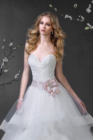 Robe de mariée longue entrecroisé avec perle avec lacets de mode de bal