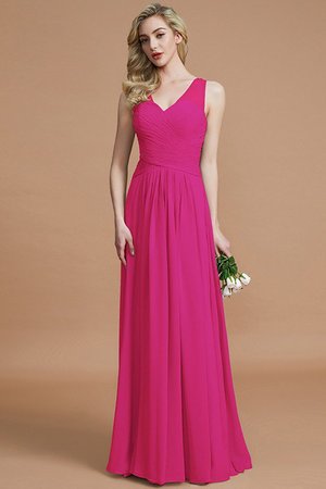 Robe demoiselle d'honneur ligne a manche nulle de princesse v encolure en chiffon