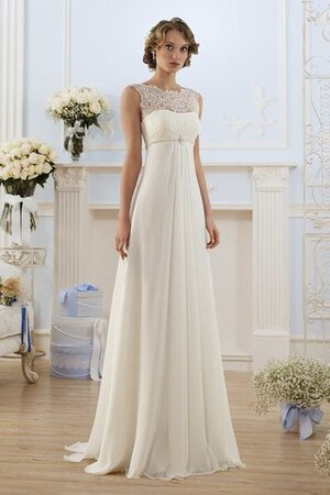 Robe de mariée de col entaillé de fourreau en chiffon de traîne courte manche nulle