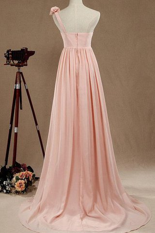 Robe demoiselle d'honneur ligne a en satin d'épaule asymétrique avec chiffon jusqu'au sol