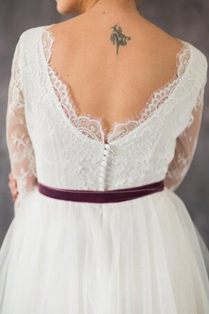 Robe de mariée naturel de traîne moyenne en organza avec ruban avec sans manches