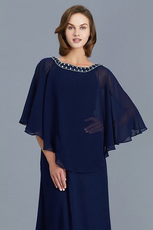 Robe mère de mariée avec manche longue en chiffon col u profond accrocheur avec perle