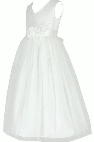 Robe cortège fille fermeutre eclair v encolure avec sans manches textile en tulle ligne a