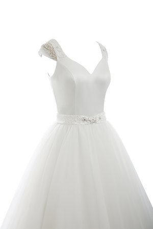 Robe de mariée simple officiel pailleté versicolor avec manche courte