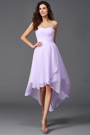 Robe demoiselle d'honneur de princesse asymétrique ligne a avec chiffon de lotus