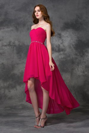 Robe demoiselle d'honneur de col en cœur haut bas cordon en chiffon asymétrique