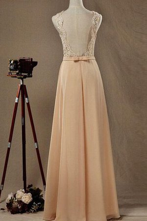 Robe demoiselle d'honneur longue naturel en chiffon avec décoration dentelle jusqu'au sol