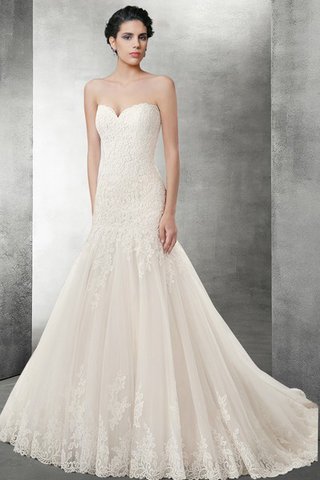 Robe de mariée naturel attirent en dentelle col en forme de cœur manche nulle