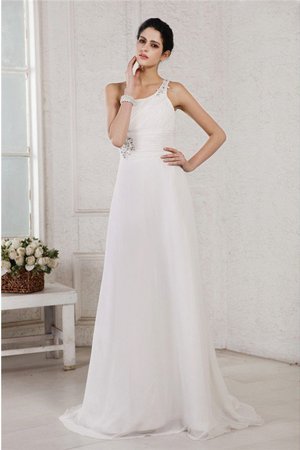 Robe de mariée longue de traîne courte avec zip avec perle avec sans manches