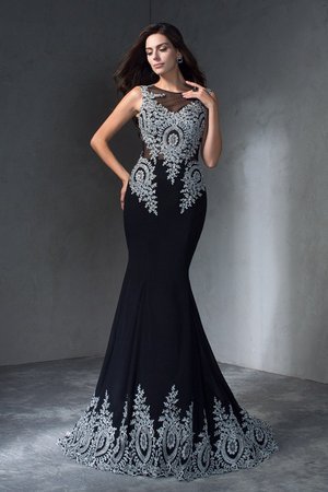 Robe de soirée longue avec chiffon manche nulle encolure ronde de sirène