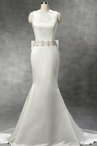 Robe de mariée naturel manche nulle en organza encolure ronde de sirène