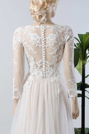 Robe de mariée plissage facile de col en v avec manche longue col u profond