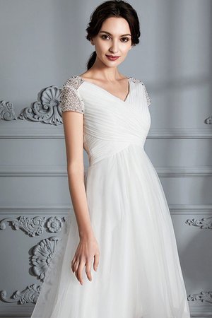 Robe de mariée naturel de princesse v encolure ligne a asymétrique