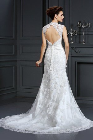 Robe de mariée naturel avec décoration dentelle de fourreau v encolure avec perle