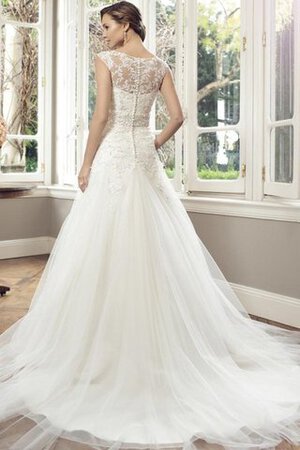Robe de mariée delicat appliques manche nulle en tulle a-ligne