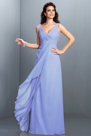 Robe demoiselle d'honneur plissage longue de princesse a-ligne bandouliere spaghetti