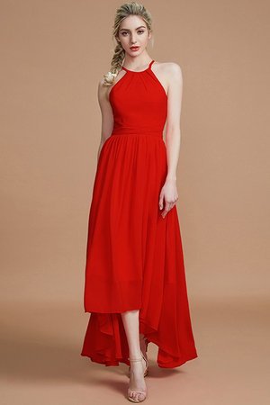 Robe demoiselle d'honneur asymétrique de dos nu manche nulle ligne a avec chiffon