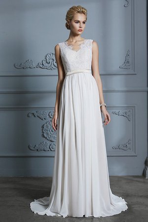 Robe de mariée de princesse joli de traîne moyenne avec chiffon a-ligne