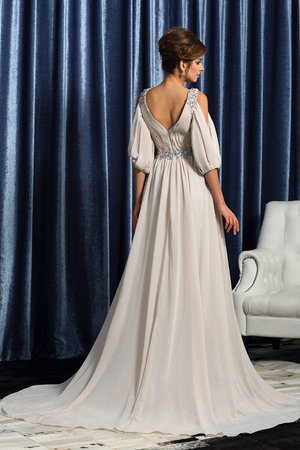 Robe mère de mariée de princesse de col en v avec manche 1/2 avec perle a-ligne