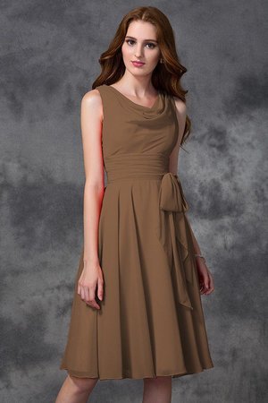 Robe demoiselle d'honneur bref naturel au niveau de genou col u profond en chiffon