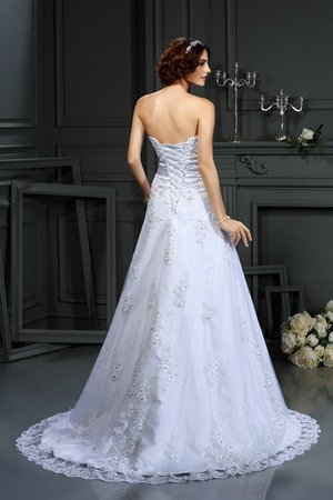 Robe de mariée decoration en fleur en satin de princesse cordon a-ligne