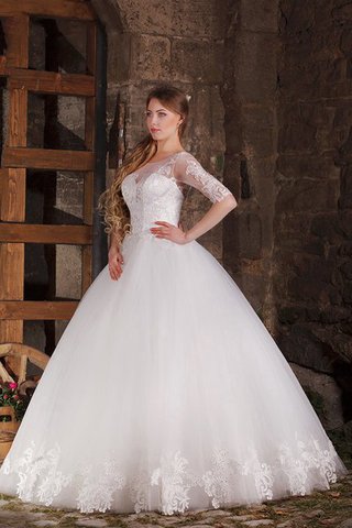 Robe de mariée intemporel naturel appliques de mode de bal en tulle