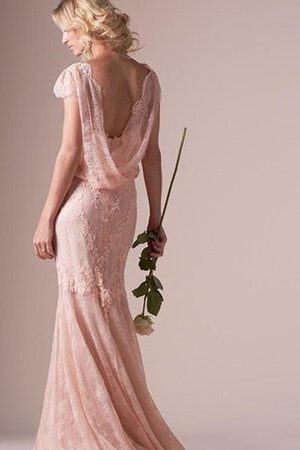 Robe de mariée charmeuse collant longueur au ras du sol sans dos en dentelle