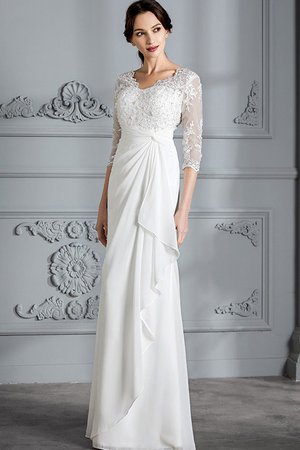 Robe de mariée naturel gaine longueur au ras du sol avec chiffon avec manche 3/4