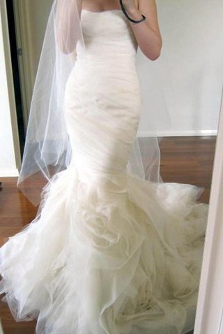 Robe de mariée plissé attirent en tulle fermeutre eclair de lotus