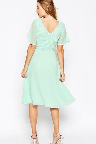 Robe demoiselle d'honneur simple ruché avec manche courte avec sans manches jusqu'au mollet