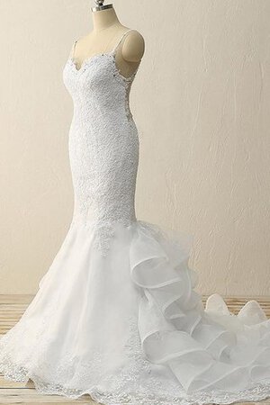 Robe de mariée de sirène au niveau de genou avec bouton longueur au ras du sol en organza