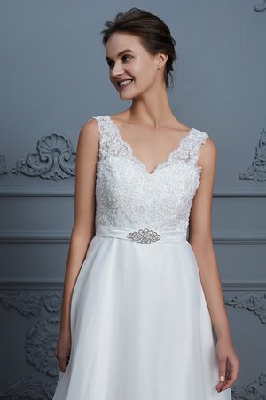 Robe de mariée avec décoration dentelle en chiffon jusqu'au sol séduisant a-ligne