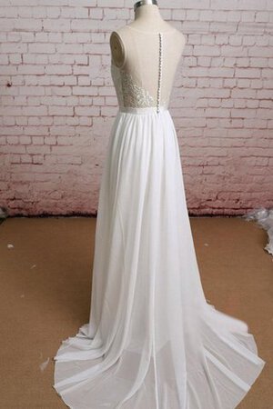 Robe de mariée classique en chiffon a-ligne encolure ronde manche nulle